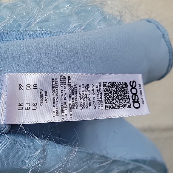 NWT Asos Tall Cami Tank Top Baby Blue with Soft Metallic Fringe - Size 18 Tall - Picture 9 of 9